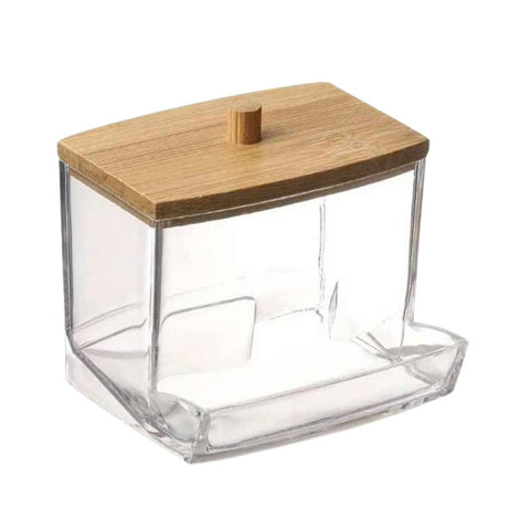 Perspex Earbud Holder with Bamboo Lid