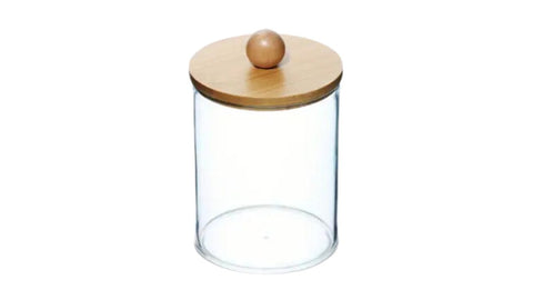 Perspex Round Cosmetic Holder with Bamboo lid (small)