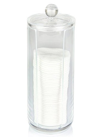 Perspex Round Cotton Pad Holder with Lid (large)