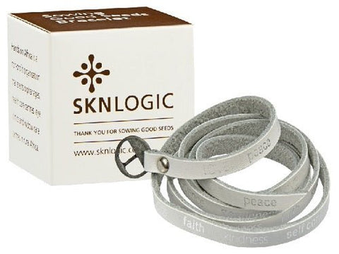 SKNLOGIC Bracelet White leather wrap - SKN067